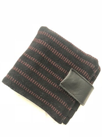Leather handwoven Men's wallet handmade with black and red stripes