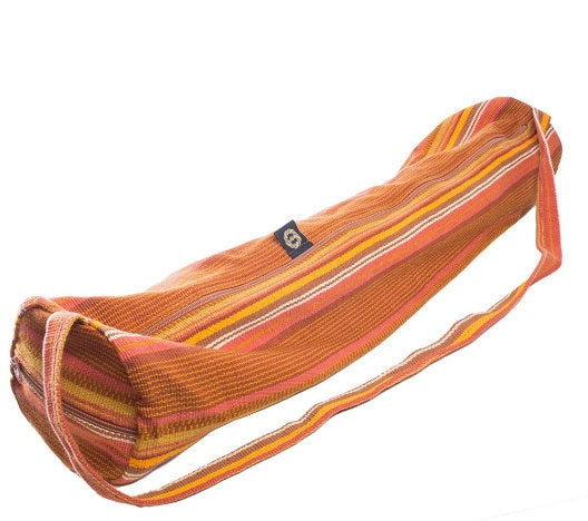 Handwoven Yoga Mat Bag // Striped Pilates Bag. Handmade, Fair Trade.