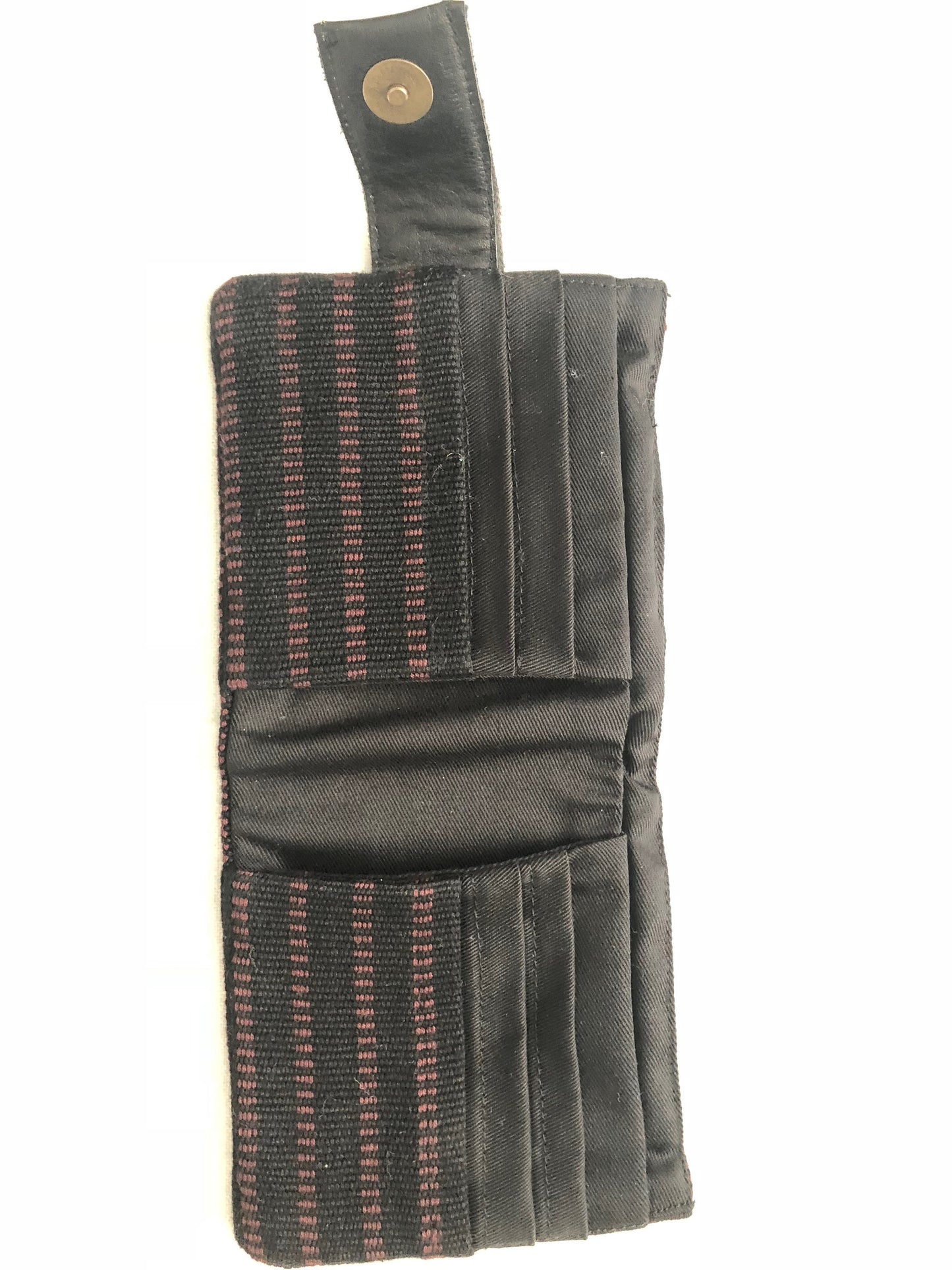 Leather handwoven Men's wallet handmade with black and red stripes