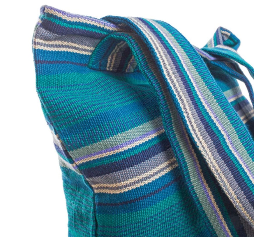 Striped Tote Bag // Women's Handbag // Cotton Shoulder Bag // Everyday Carrier. Handmade, Fair Trade.