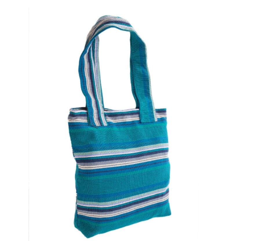 Striped Tote Bag // Women's Handbag // Cotton Shoulder Bag // Everyday Carrier. Handmade, Fair Trade.