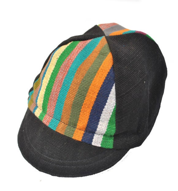 Kid’s Baseball Cap Black with Multicolor Striped Fabric